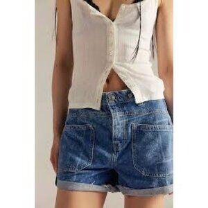 Free People Palmer Cuffed Denim Shorts Womens 27 Charming Boho Casual Relaxed